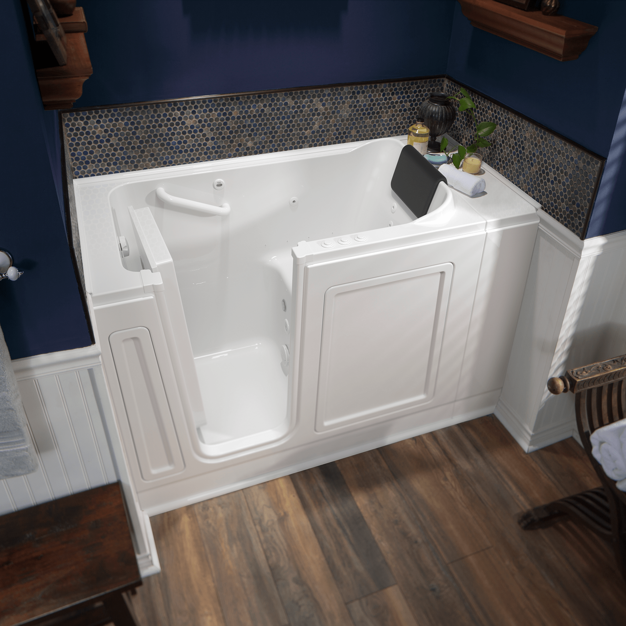 Acrylic Luxury Series 28 x 48 Inch Walk in Tub With Combination Air Spa and Whirlpool Systems   Left Hand Drain WIB WHITE
